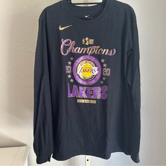 Nike Los Angeles Lakers 2020 Champions Long Sleeve T-Shirt, Black, Large - Picture 1 of 8